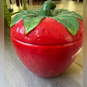 Strawberry Shaped Ceramic Cookie Container
